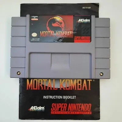 Mortal Kombat Super Nintendo SNES Tested Working With Manual / Instruction Book • $30