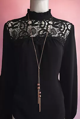 Stunning 34  Long ROSE GOLD Tone Knotted Lariat Chain & Tassel Pendant Necklace • £5.99