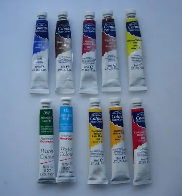 10x8ml Tubes Of Cotman And Rowney Georgian Water Colour Tubes 50% New 50% Used   • £18