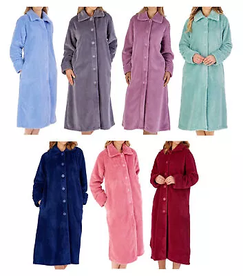 Dressing Gown Ladies Button Up Luxury Waffle Fleece Slenderella Nightwear Robe • £46.75