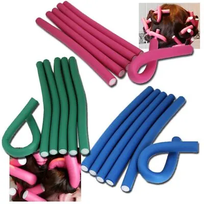 10pc Bendy Flexible Foam Hair Rollers Curlers Waves Soft Tool Salon Hairdressing • £4.99