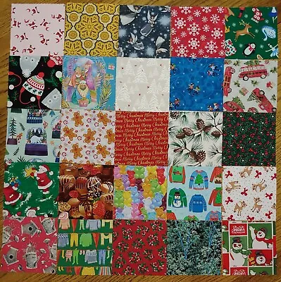 Christmas Fabric I SPY Squares Cotton Charms 5 Inch Sq X 25 Pieces LOT No Dups • $8