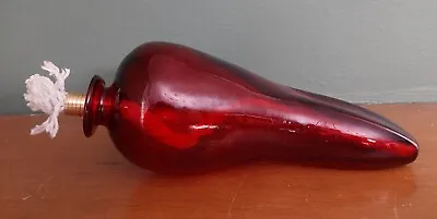Vintage Hand Blown Red Glass Chili Pepper Oil Lamp • $32.80