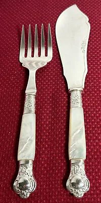 Antique Silver Plated Mother Of Pearl Serving Set Made In England EPNS 9 + • $49