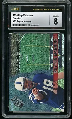 PEYTON MANNING 1998 Playoff Absolute Checklist #12 Colts Rookie RC HOF CSG 8 • $39.95