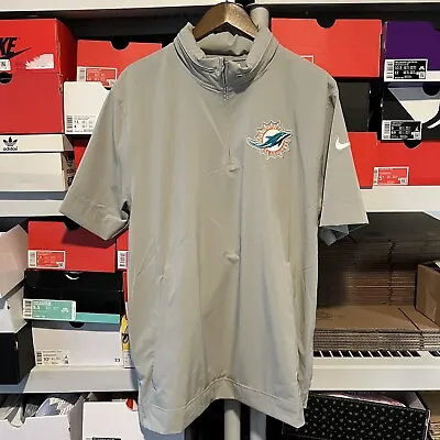 Nike Miami Dolphins Sideline Coach Short Sleeve Jacket Silver Men’s Size L Large • $70