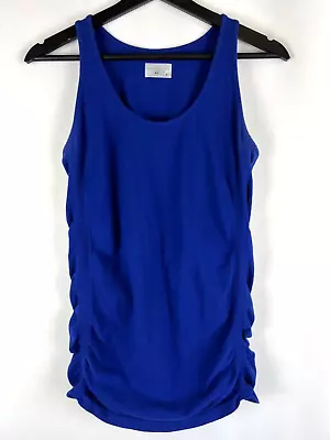 Athleta Women's Blue Side Ruching Organic Cotton Blend Fitness Tank Top Medium M • $15