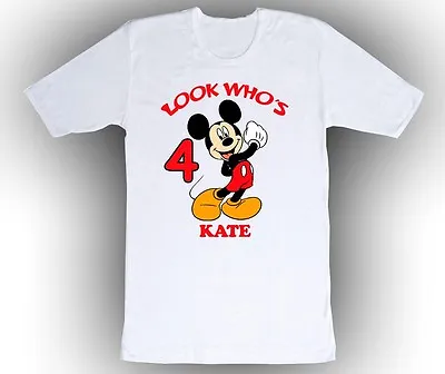 Mickey Mouse Personalized Birthday Shirt In White Blue Pink And Yellow • $17.99