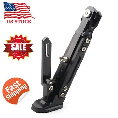 Stainless Steel Motorcycle Nonslip Adjustable Kickstand FootSide Support Stand • $22.38