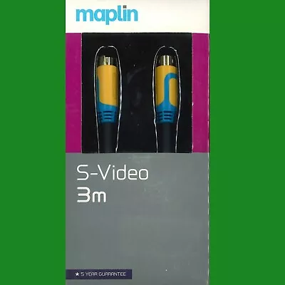 Maplin 3m S-Video 3m 4 Pin Din Gold Plated VHS DVD TV Games Console Cable Lead • £5.99