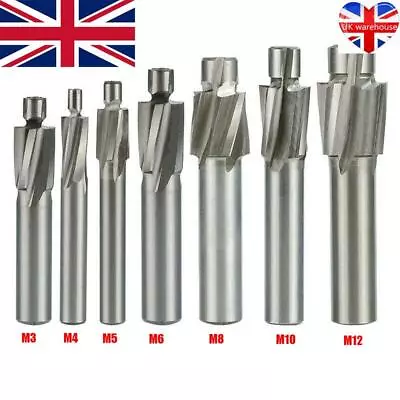 M3-M10 HSS Counterbore End Mill 4Flute Pilot Slotting Tool For Milling UK • £6.64