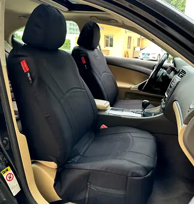 Black Cotton Canvas Seat Covers Front For Ssangyong Musso XLV Ultimate • $145.75