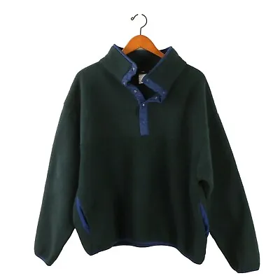 Hobie Vintage Green Navy Fleece 1/4 Snap Pullover Jacket L XL • $34.95