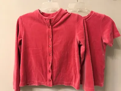 HANNA ANDERSSON Girls 140 (10) Pink Velour Button Cardigan Sweater Jacket Top V1 • $18