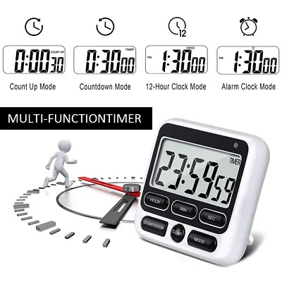 £6.99 • Buy Large LCD Kitchen Cooking Digital Timer Count Down Up Clock Loud Alarm Magnetic