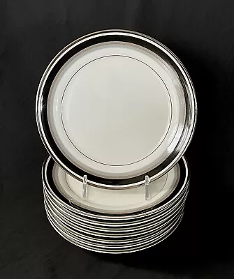 Set Of 8 Mikasa NOIR Bone China Bread Plates White W/Gray Tan Black Platinum NEW • $45