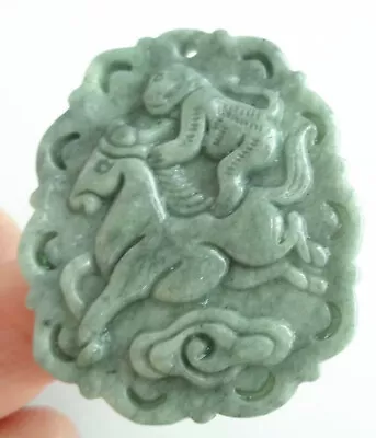 Certified Green Natural A Jade Jadeite Carved Monkey Horse Ruyi Pendant • $3