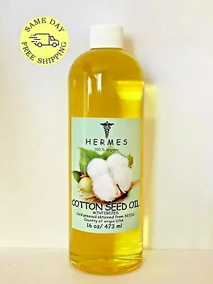 COTTON SEED OIL By HERMES WINTERIZED ORGANIC COLD PRESSED 16 Oz • $16.99