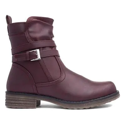 Lilley & Skinner Womens Boots Burgundy Adults Ladies Ankle Bordeaux Zip Calgary • £14.99