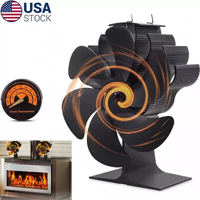6 Blades Fireplace Stove Fan ECO Heat Powered Log Wood Burner Stove Fan • $25.99