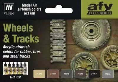 Vallejo Paint 17ml Bottle Wheels & Tracks Model Air AFV Paint Set (6 Colors) • $19.76