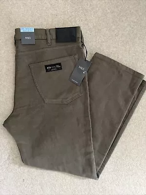 MARKS & SPENCER MENS ITALIAN MOLESKIN MOLE BROWN TROUSERS Waist 40” Leg 31” Bnwt • $37.34