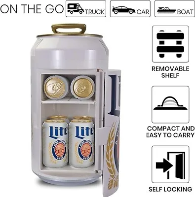 Miller Lite 8 Can Portable Mini Fridge AC/DC Personal Mini Cooler Refrigerator • $55