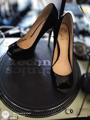  Heels 6.5 Size Stiletto Features Black Patent Peep Toe By Vince Camuto • $27