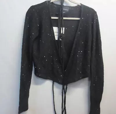 Massimo Dutti Studio Ladies Short Shimmery Knit Cardigan W/tie Detail - Small • $29.99