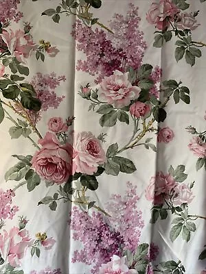 £70 • Buy Sanderson Cream Curtains Lined New Pink Rose Lilac Floral