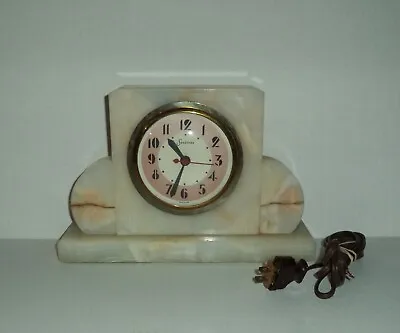 Vintage Sessions Marble Mantle Clock Art Deco *CLOCK NEEDS REWIRED* *FOR PARTS* • $109.99