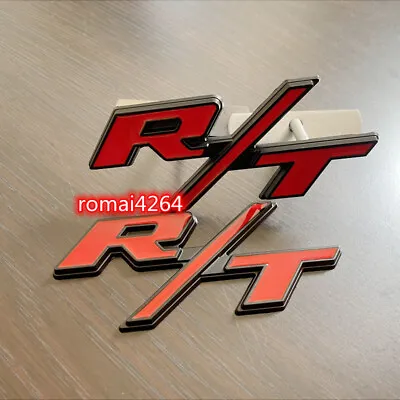 2X OEM For RT Front Grill Emblem R/T Trunk Rear Car  Badge Red Black Sticker • $16.94