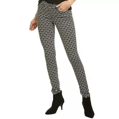 NEW J Brand Berlin Print Super Skinny Leg Jeans In Black White Zig Zag Size 25 • $58