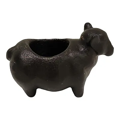 Vintage Lamb Cow Cast Metal Miniature Planter Figure Black Marked On Bottom • $26