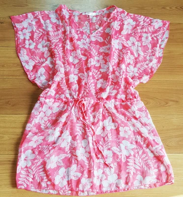 £4.99 • Buy CLEARANCE EBAY SHOP  Sizes 12 14 16 18 Ladies Coral Pink Kimono Top -Beach Sheer