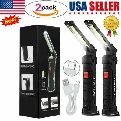 2Pack Rechargeable LED COB Work Light Mechanic Flashlight Lamp Magnetic Base • $12.49