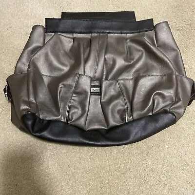 Miche Prima Silver Black Bag Purse Shell  Vegan Leather Pleated Tote  • $16.70