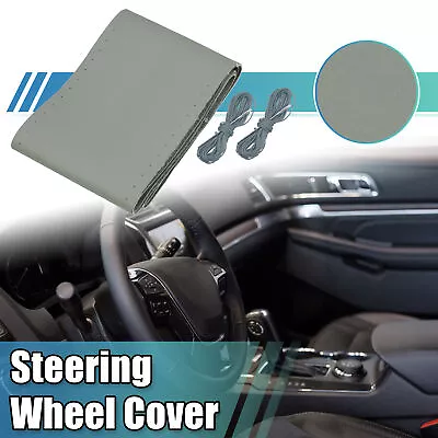 Auto Steering Wheel Cover Stitch With Needle And Thread Fit 41-43cm Dia Gray • £18.99