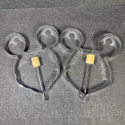 Disney Mickey Mouse Egg And Pancake Ring Mold Metal Wood Handle Silver Set Of 2 • $6