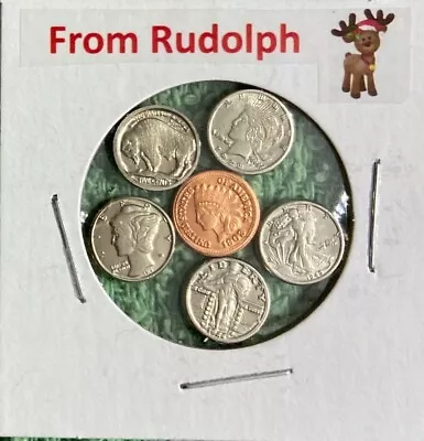   From Rudolph   - Obsolete Mini U.s. Coins Set In Holder • $7.98