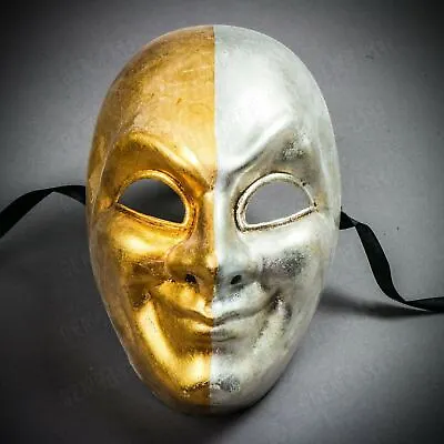 Creepy Clown Joker Gold Silver Venetian Halloween Masquerade Party Face Mask • $12.99