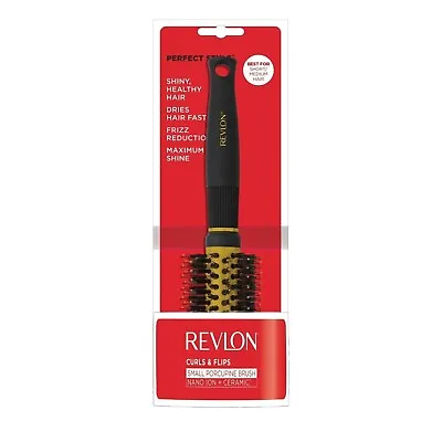 Revlon Ionic Ceramic Curls & Flips Small Round Barrel Porcupine Hair Brush UK • £9.99