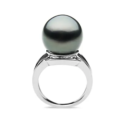 Large 14 Mm Tahitian Black Pearl Rings Pacific Pearls® Anniversary Gifts For Mum • $559