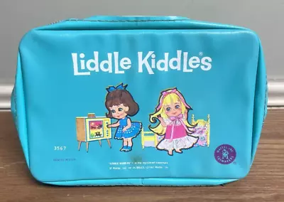 Vintage Mattel Liddle Kiddles Rectangle Aqua Zippered Doll Accessory Case • $12