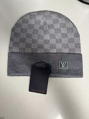 Louis Vuitton Beanie One Size Hat Grey Wool Gray LV Logo • $50