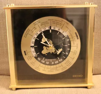 Vintage Seiko Quartz World Time Zone Desk Clock W/ Airplane Second Hand • $114.59