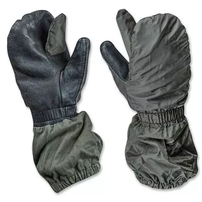 French Military Trigger Finger Cold Weather Shooter Mittens Fur Lined Large Used • $24.99