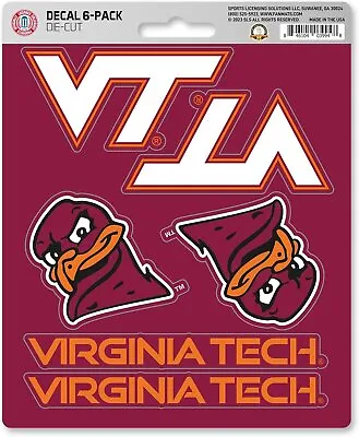 Virginia Tech Hokies 6-Piece Decal Sticker Set 5x6 Inch Sheet Gift For... • $12.79