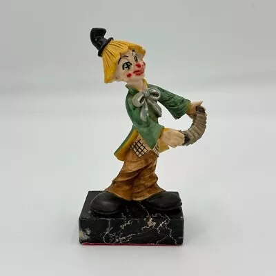 Vintage Clown Playing Accordion Figurine On Marble Base 6 Inches Tall • $19.95