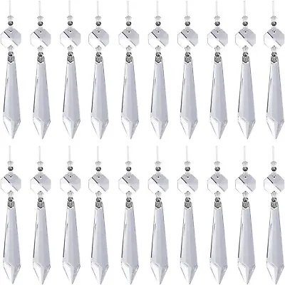 $15.88 • Buy 20 Pcs Clear Crystal Chandelier Icicle Prisms Replacement Parts For Lamp Decore